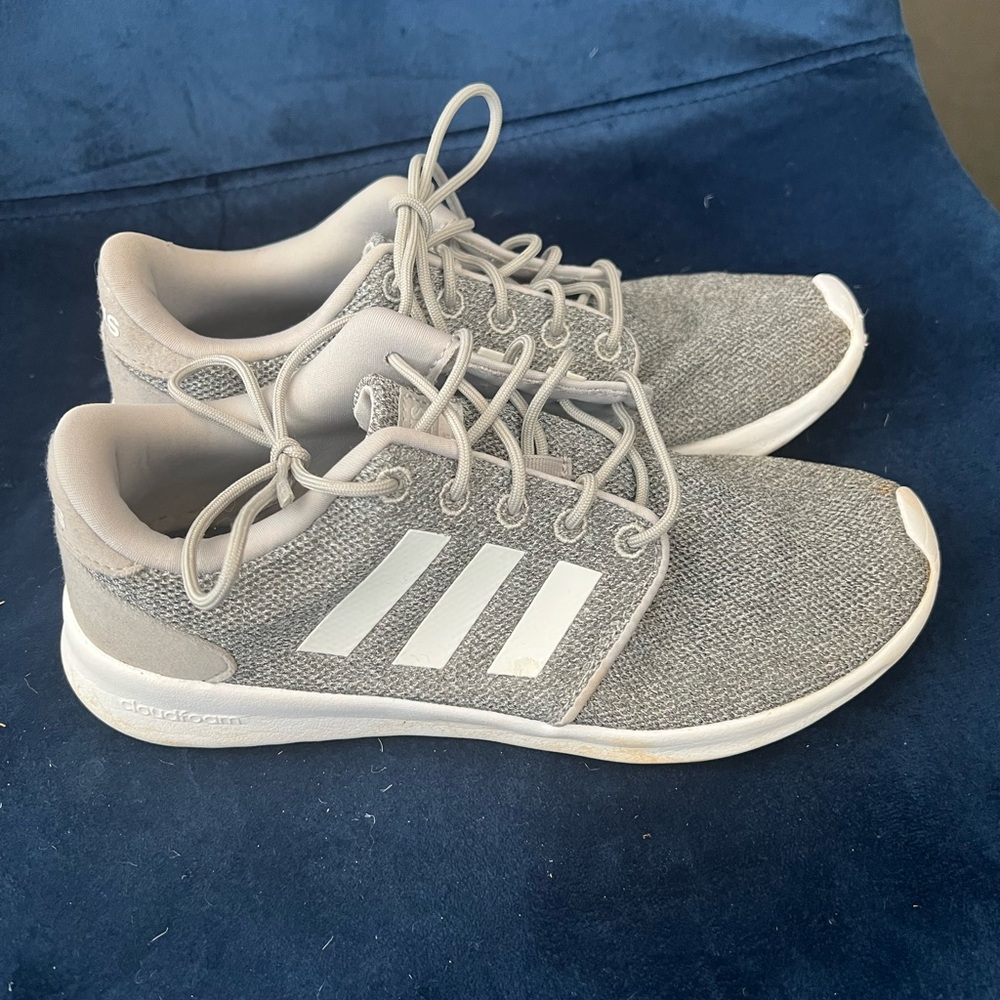 Adidas Cloudfoam Gray Sneakers with White Stripes